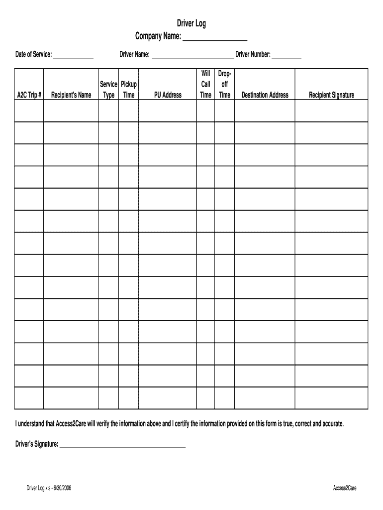 Driver Log  Fill Any PDF Form