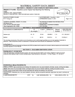 Msds Absorbine Jr Form