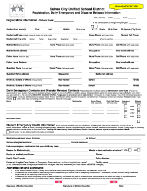 Emergency &amp; Disaster Release FORM1 a DOC PM 171a Bilingual Ccusd