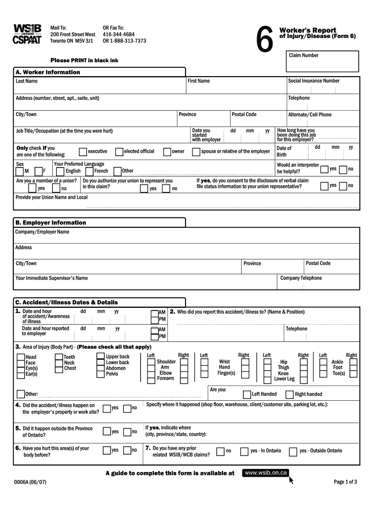  WSIB Form 6  Hbpa on 2007