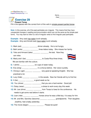 Fill in the Spaces with the Correct Form of the Verb in Simple Present Tense