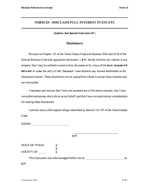 Disclaimer of Interest Form Texas
