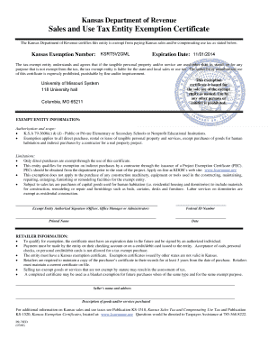 Kansas Tax Exempt Form PDF