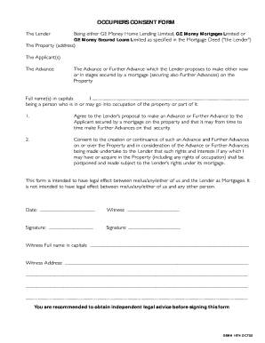 Occupiers Consent Form Template