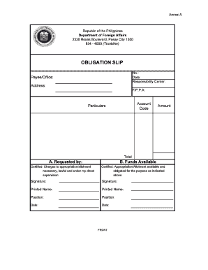 Obligation Slip  Form