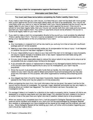 Renfrewshire Council Claim Form