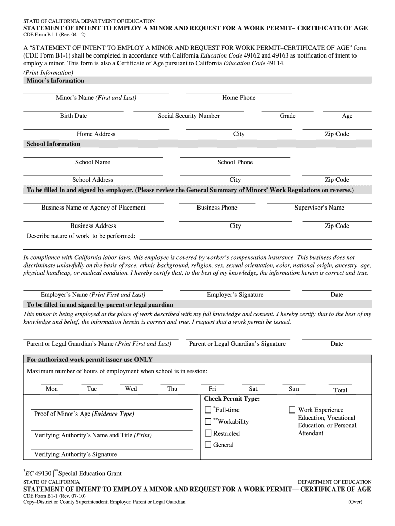  Request to Employ Form 2012