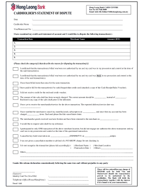 Dispute Form Hong Leong Bank Fill Out And Sign Printable Pdf Template Signnow