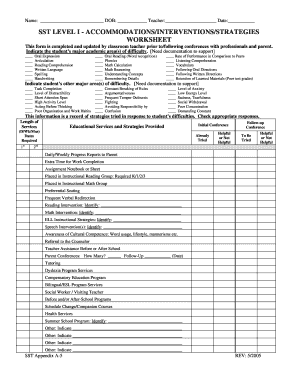A 5Accommodations Interventions Strategies Worksheetdoc  Form