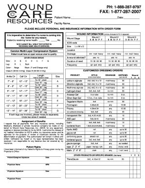 Wound Care Resources Order Form Soluble Systems