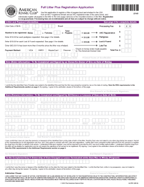 Full Litter Plus Registration Application American Kennel Club Images Akc  Form