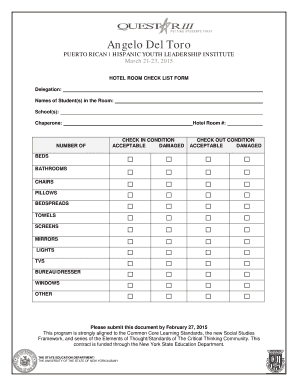 Room Check Lista  Form