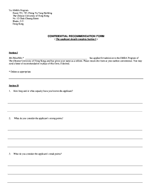 Confidential Recommendations Report  Form