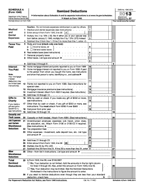 Form 1040 Schedule a Internal Revenue Service