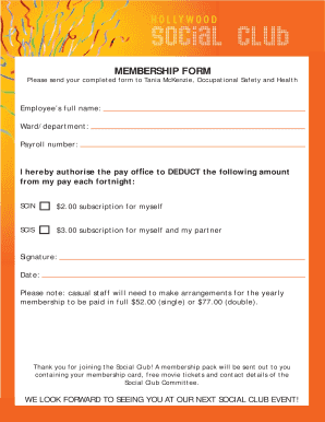 Club Membership Example  Form