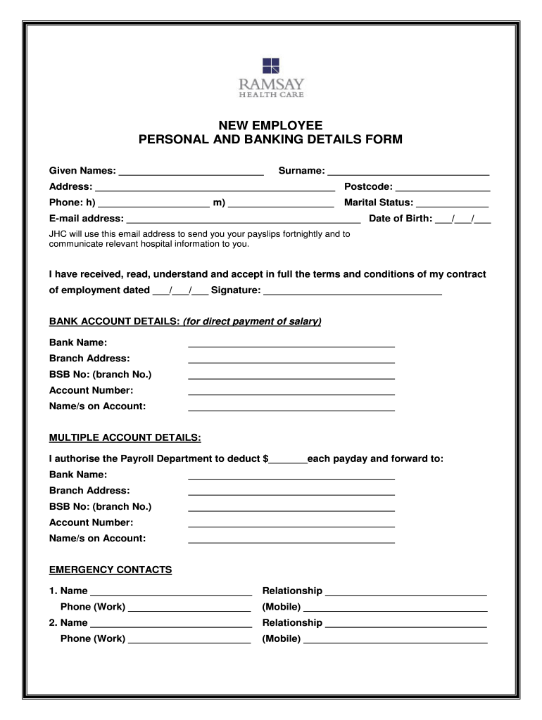 Employee Personal Details  Form