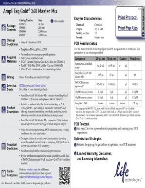 Amplitaq Gold 360 Protocol  Form