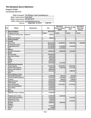 Online Blank Bid Form Civil Engineer