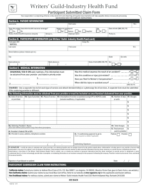 Writers Guild Industry Health Fund Claim Forms