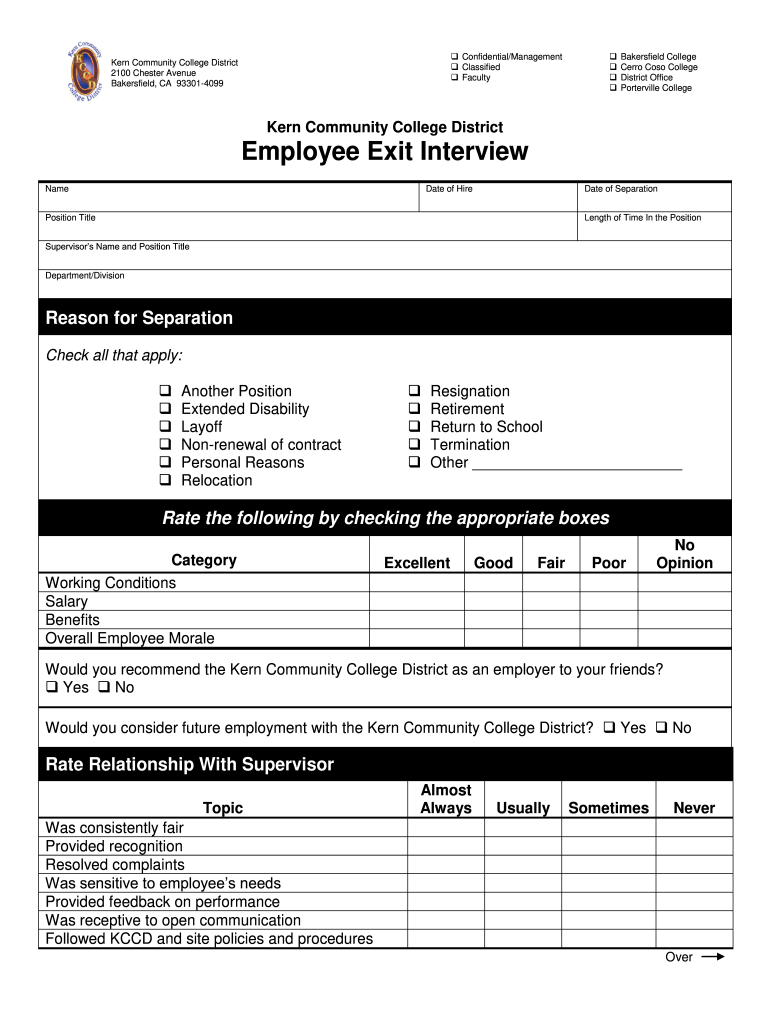 Employee Exit Form PDF