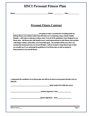 Fitness Contract with Myself  Form