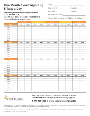 Sugar Test Log  Form