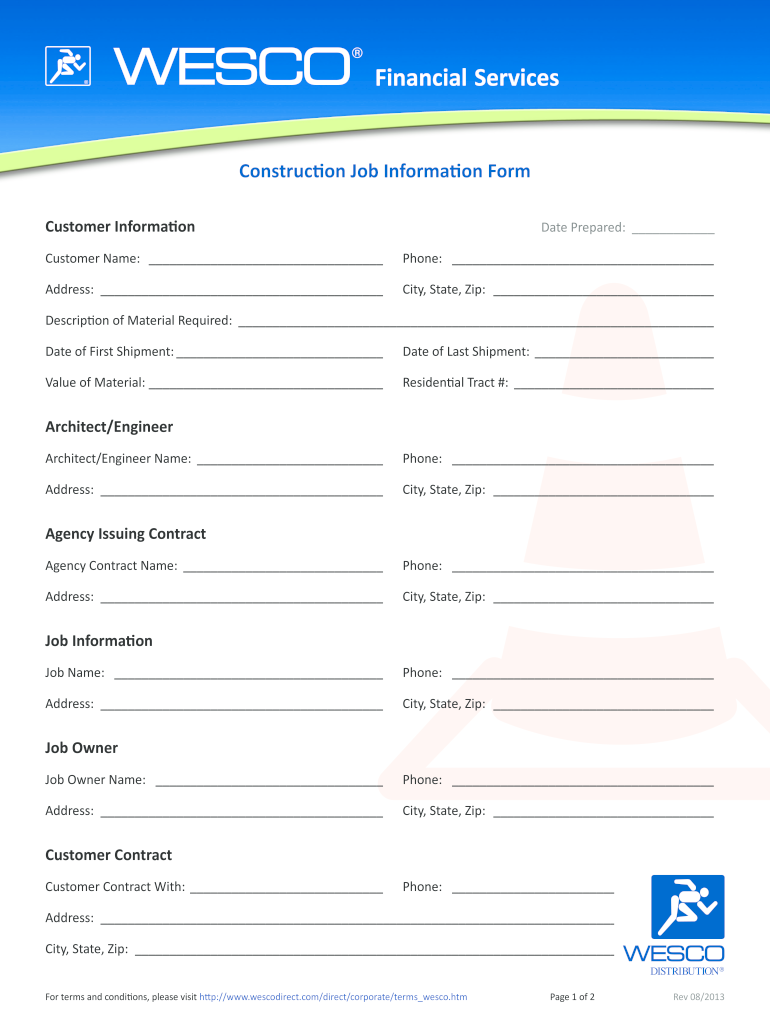  New Construction Job Information Page Form 2013-2024