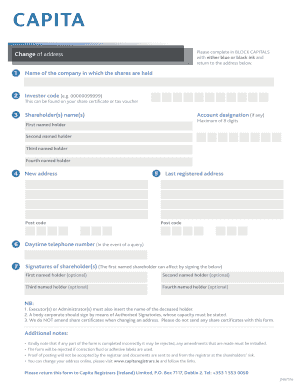 Tsb Change of Address  Form