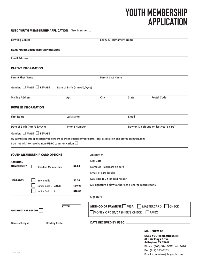  Usbc Youth Membership Application 2014