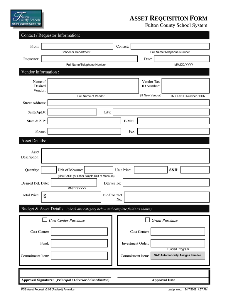 Asset Requisition Form Template