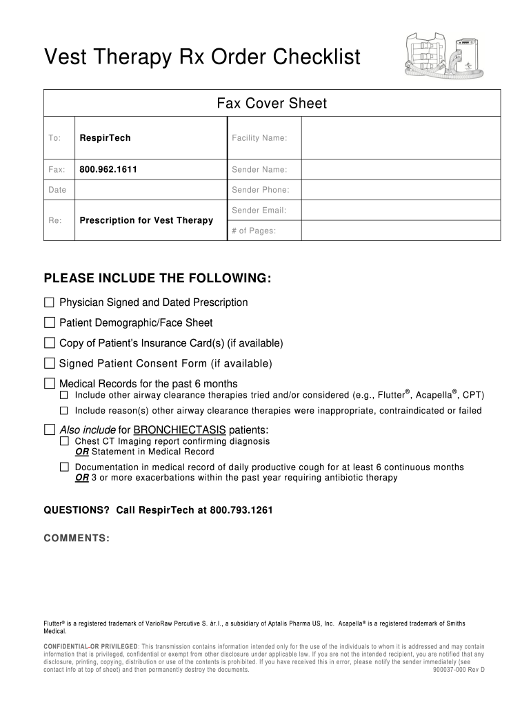 Rx Order Check List Fax Cover Sheet  Form