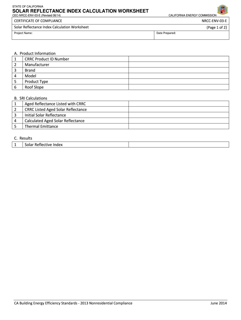  Solar Reflectance Index Calculation Worksheet California Energy Ww Cash4appliances 2014