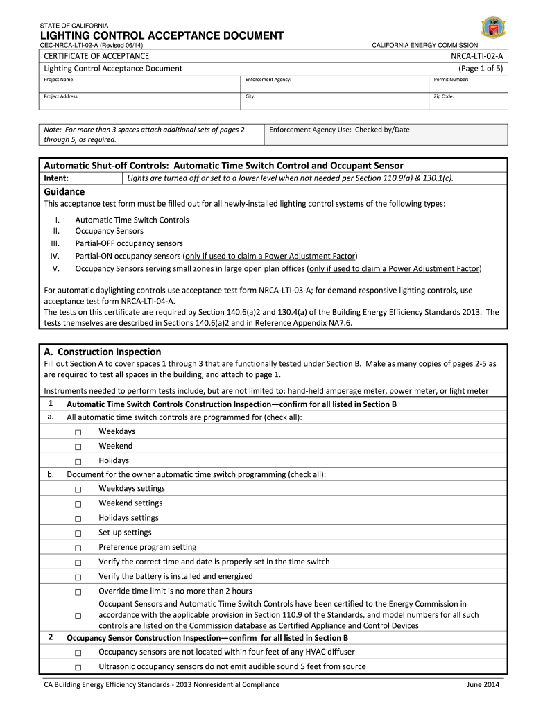  LIGHTING CONTROL ACCEPTANCE DOCUMENT Automatic Shut Ww Cash4appliances 2014