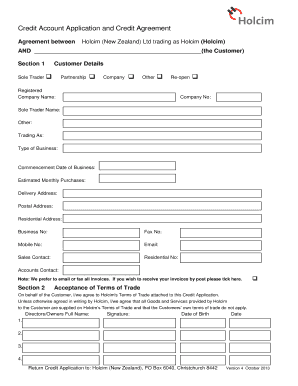 Account Application Form Template Nz