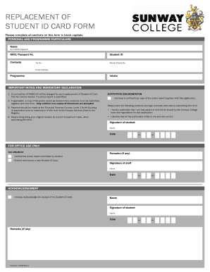 Sunway Student Card  Form