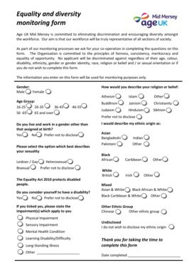 Diversity Monitoring Form Template