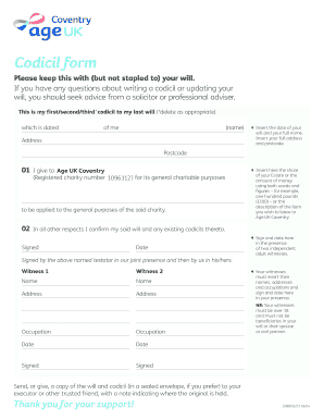 Blank Codicil Form to Print