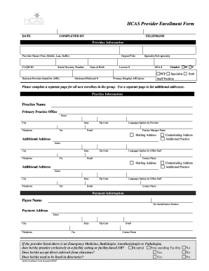  Hcas Provider Enrollment Form 2007-2024