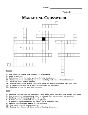 Marketing Crossword Puzzle  Form