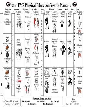 Physical Education Year Plan  Form