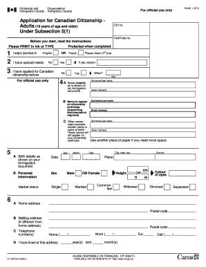 Canadian Citizenship Application Form Ct0001