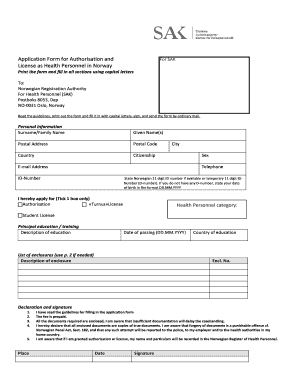 Norway Radiographer Registration  Form