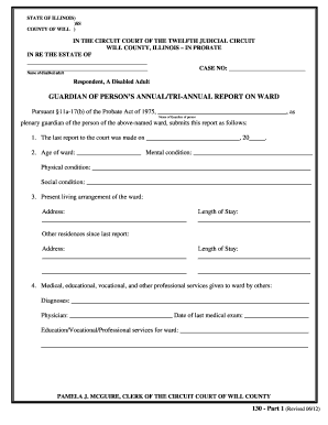 AnnualTri Annual Report Will County, Illinois Circuit Court Clerk  Form
