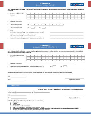 Yes Bank Form 60