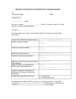 Request Letter for Import Payment Hdfc  Form