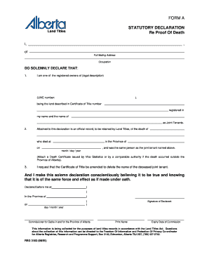 Application for Authorization and Statutory Declaration  Form