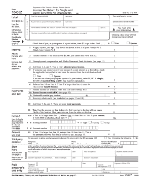 Income Tax Return for Single and Joint Filers with No Dependents Answers  Form