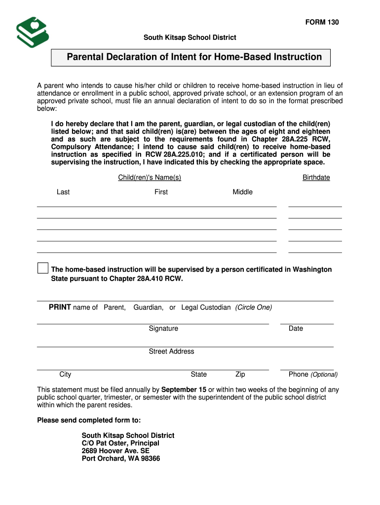 South Kitsap Homeschool Form