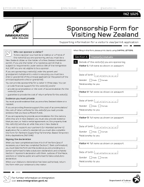 Sponsorship Form Nz