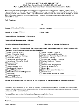 Louisiana Civil Case Reporting Form